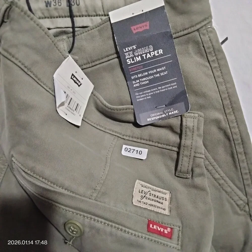 Levi's Men’s XX Chino Slim Taper Stretch 36x30 Green Pants NWT - Picture 6 of 6